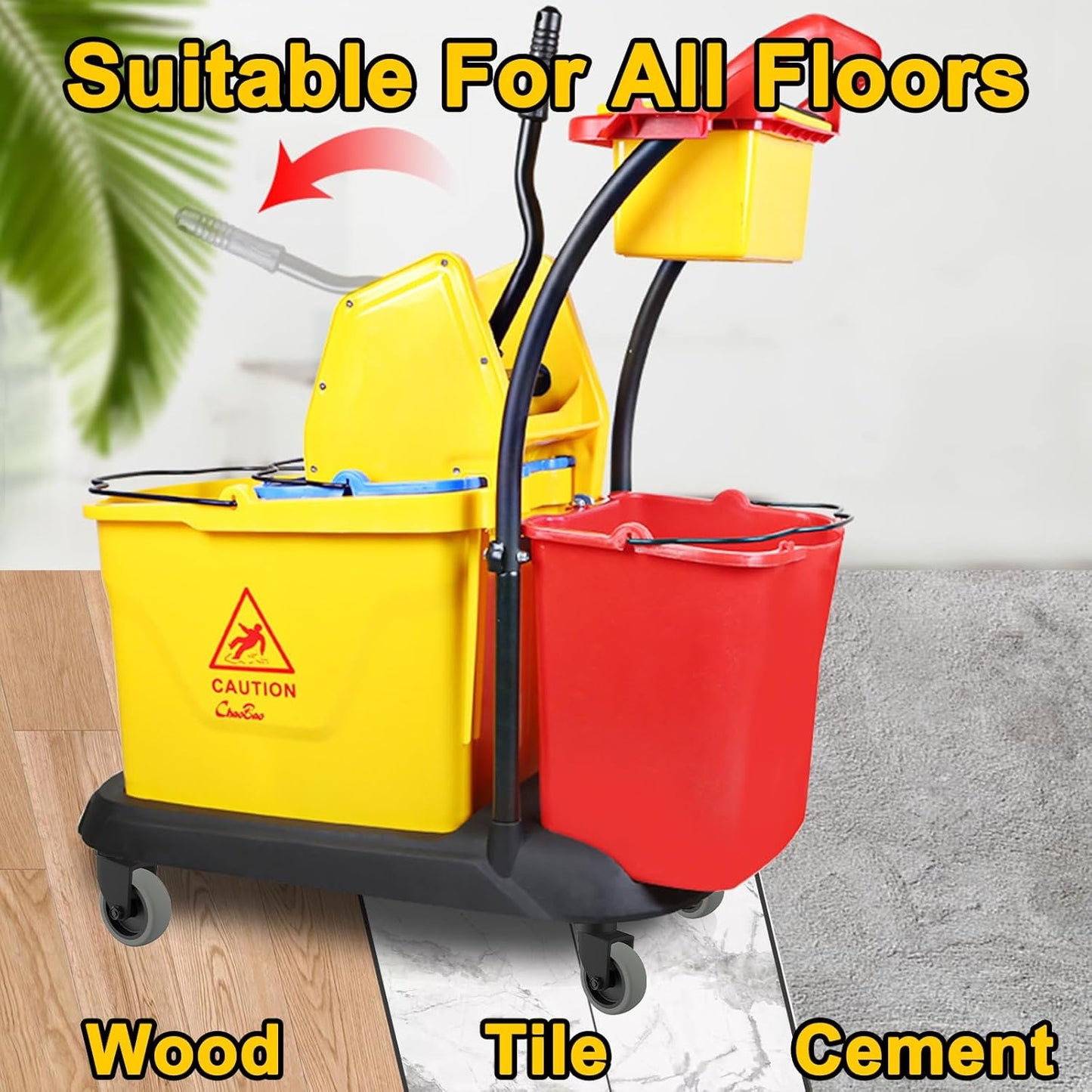 AAGUT Mop Bucket Casters Replacement 3" Set of 16 Swivel Bayonet Caster Non-Marking Thermoplastic Rubber Wheels Compatible with Rubbermaid Models& Wavebrake
