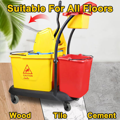 AAGUT Mop Bucket Casters Replacement 3" Set of 16 Swivel Bayonet Caster Non-Marking Thermoplastic Rubber Wheels Compatible with Rubbermaid Models& Wavebrake