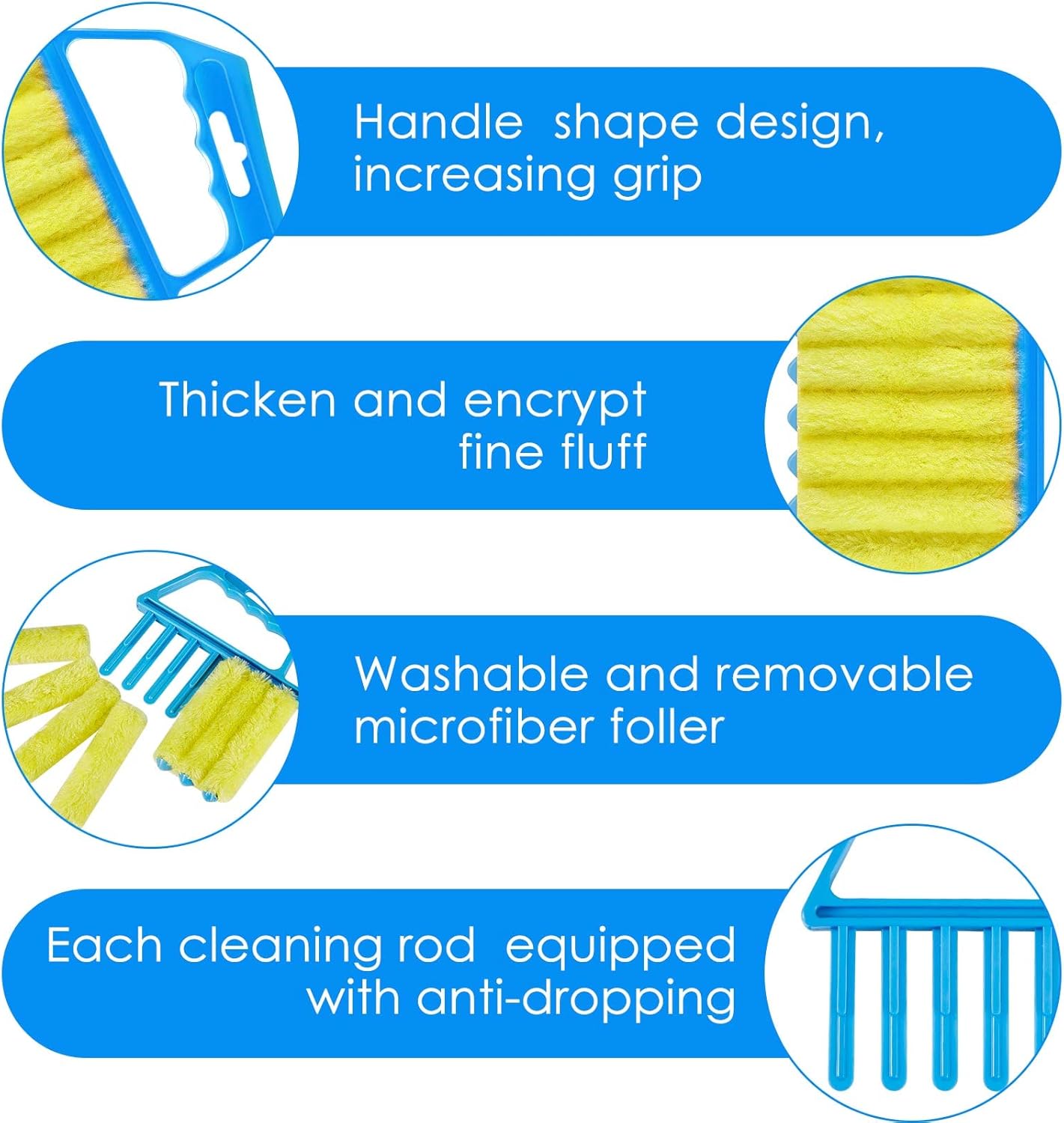 Geiserailie 1 Pcs Window Venetian Blind Cleaner Duster Tool Washable 7 Fingers Dusting Cleaner and Air Vent Shutter Brush Blinds Air Conditioner Fan Duster Dirt Housekeeping Tool (Orange)