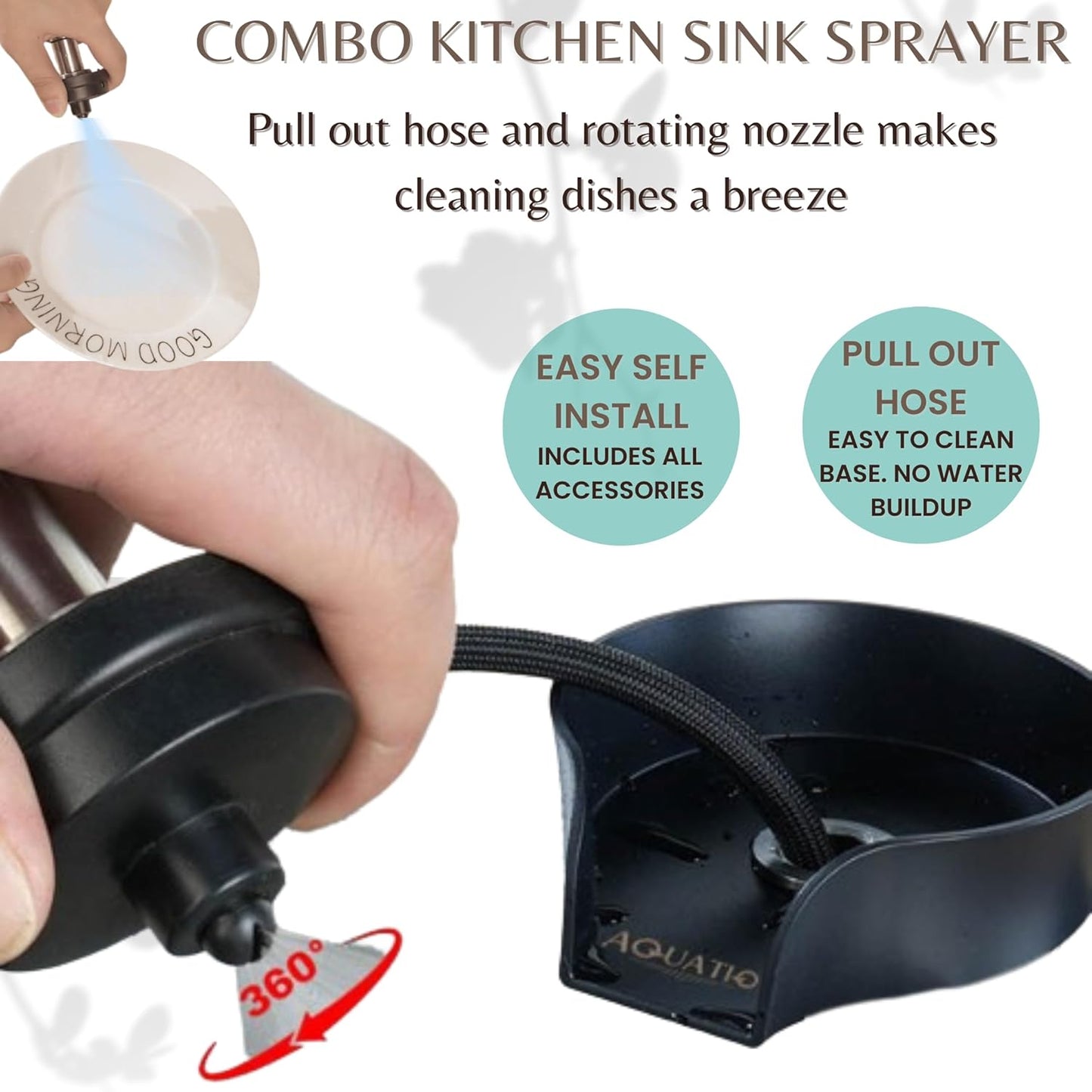 2 in1 Glass Rinser for Kitchen Sink - Stainless Steel Cup Cleaner - Counter Top Bottle Washer - Kitchen Sink Accessories - Attachements - Sink Sprayer (Nickel)