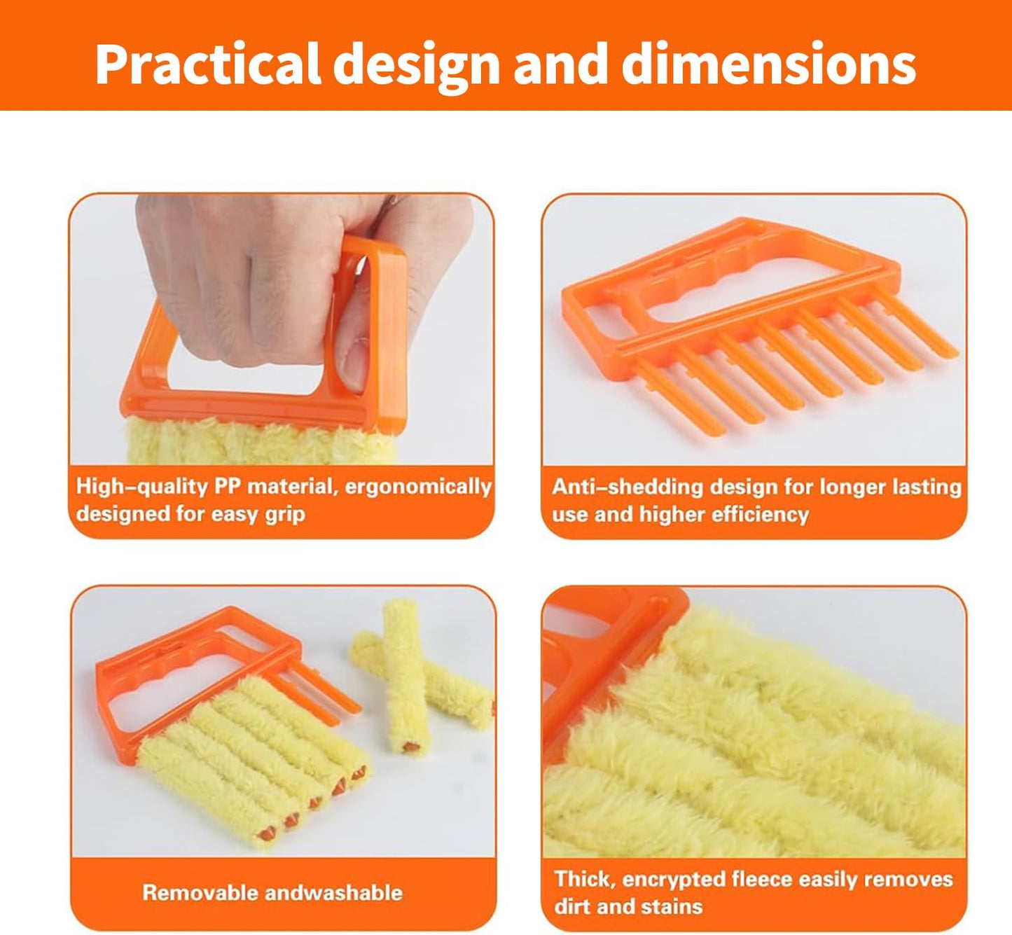 6 Pcs Window Venetian Blind Cleaner Duster Tool, Microfiber 6 Finger Duster Brush for Cleaning Window Shutters, Air Conditioner, Wood & Vinyl Blinds, Includes 6 Cloth Covers