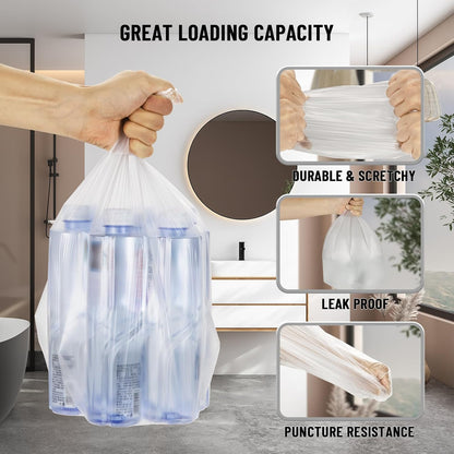 220Counts Small Trash Bags 4 Gallon, Flexible & Durable Small Garbage Bags, Unscented & Easy Tearing 4 Gallon Trash Bag for Kitchen, Bathroom, Bedroom, Office, Transparent,0.3Mil