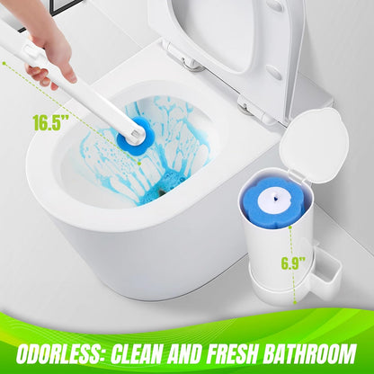 Disposable Toilet Brush and Holder Set, Toilet Wand Refills, Extended Handle with 48 Cleaner Refills, Toilet Brush for Toilet Bowl Cleaners, Bathroom Cleaning