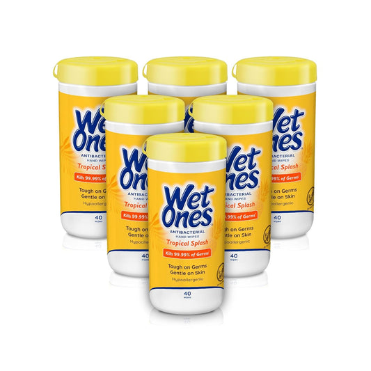 Wet Ones Antibacterial Hand Wipes, Tropical Splash Wipes, Antibacterial Wipes, Hand Sanitizer Wipes, Wet Ones Wipes, 40ct Canister (6 pack)