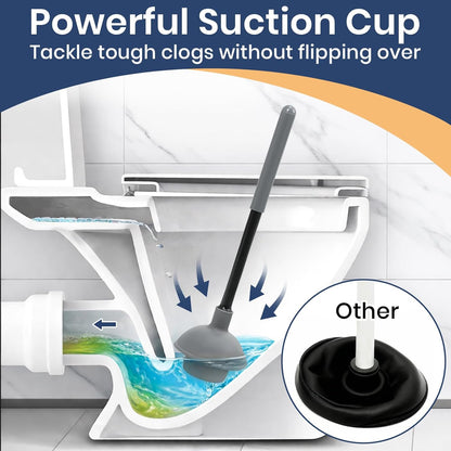 Toilet Bowl Brush and Plunger Set with Toilet Cleaner Brushes and Heavy Duty Plunger Long Handle for Essential Bathroom Scrubber Cleaning