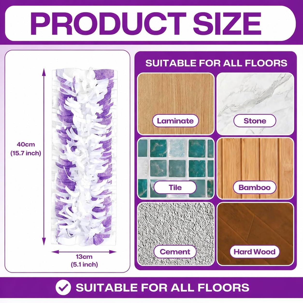 6 Pack Swiffer Power Mop Pads, Disposable Power Mop Refills Compatible with Swiffer Power Mop, Unscented Multi-Surface Replacement Mopping Refills Pads for Floor Surface Cleaning