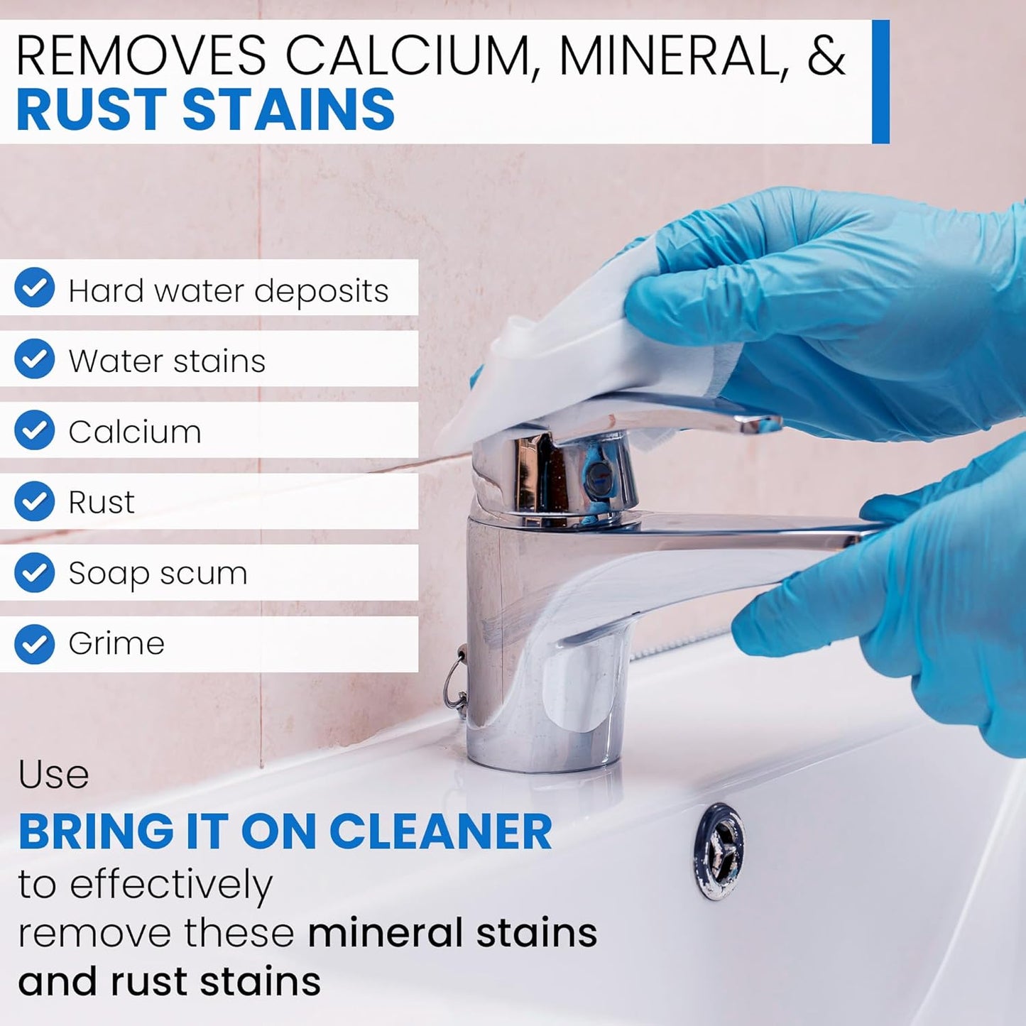 BRING IT ON! CLEANER Hard Water Stain Remover 32 Oz| Soap Scum, Calcium, Lime Scale, Remover for Shower Door, Tile, Glass, Fiberglass, Bathroom, Sink, Stone, Door