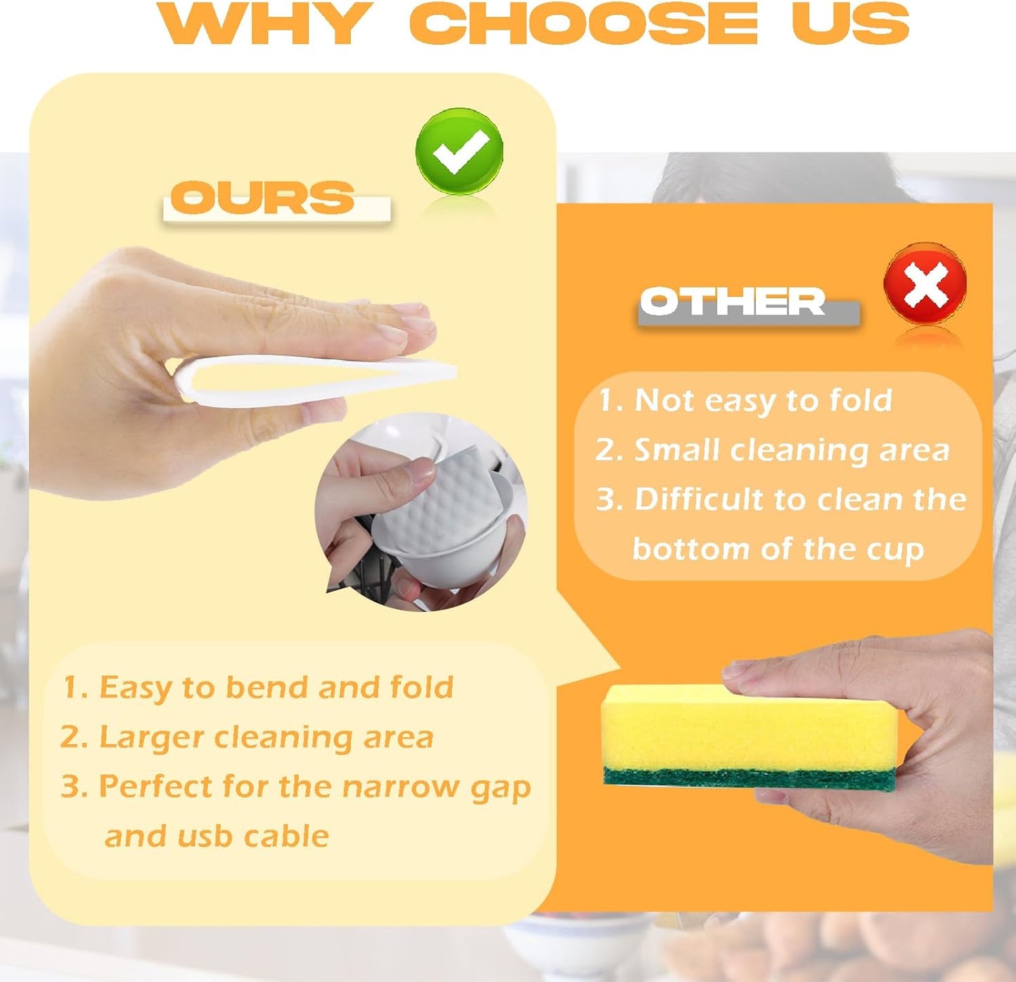 50PCS Magic Cleaning Sponge Eraser Sheets, Reusable Thin Nano Cleaner Pads Eraser Wipes for Kitchen Shoe Furniture Bathroom Shower Sink Hard-to-Reach Places