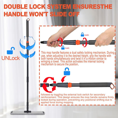 2-in-1 Microfiber Mop for Wet & Dry Use, 15-Inch with 4 Washable Pads, Adjustable Handle for Effortless Deep Cleaning and Floor Protection