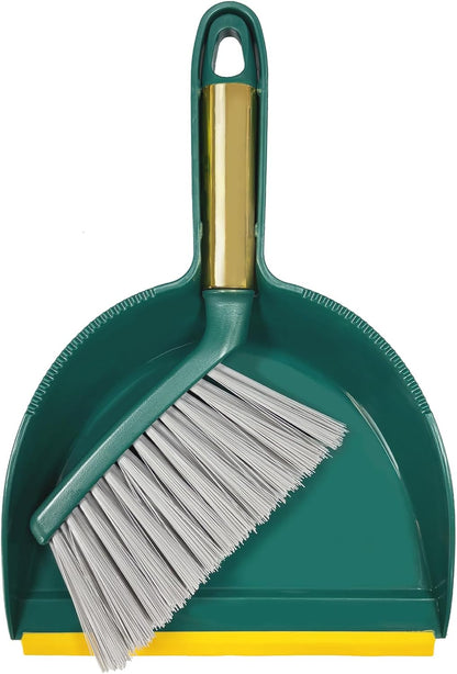 Small Broom with Dustpan Combo Set Mini Broom and Brush Set Hand Sweeper for Cleaning Desk Office Kitchen Pet Nest (White)