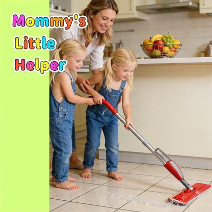 Kids Spray Mop Fun&Functional Toddler Cleaning Set Kids Mop with Real Water Sprayer Bottle Washable Pads Pretend Play Montessori Housekeeping Gifts for Toddlers Kids Girls Boys(Green)