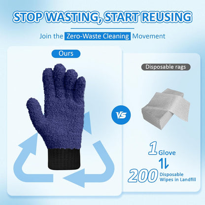 MIG4U Microfiber Dusting Gloves House Cleaning Glove for Blinds, Windows, Shutters, Furniture, and Car, Reusable Lint-Free Pink 1 Pair S/M