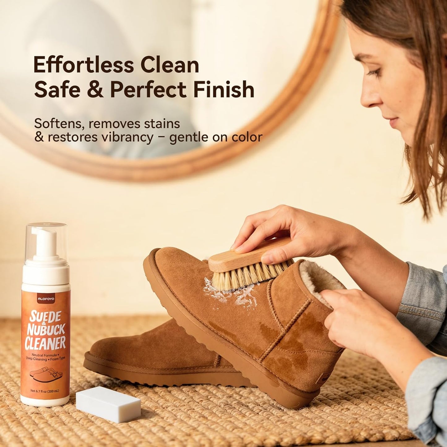 Suede and Nubuck Shoe Cleaner Kit, 5-in-1 Cleaning and Protector Spray with Suede Brush & Eraser, Cloth, Safely Clean, Protect & Restore Shoes, Boots, Uggs, Birkenstock, Jackets, Bags and Car Seats