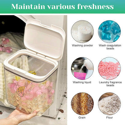 94oz/2.8L Laundry Pods Container for Room Organization Dishwasher Laundry Pod Holder with One-Press Lid and Scoop Large Capacity Holds 150 Pods Detergent Powder Container Sealed Dryer Sheet Holder