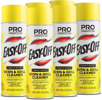 Easy-Off Heavy Duty PRO size Oven Cleaner Foam, Removes Grease & Burned-On Food, For Ovens, Grill Grates & More 24oz (6-count)