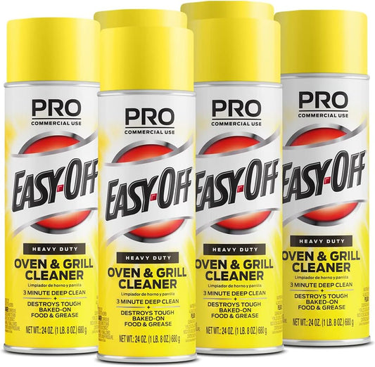 Easy-Off Heavy Duty PRO size Oven Cleaner Foam, Removes Grease & Burned-On Food, For Ovens, Grill Grates & More 24oz (6-count)