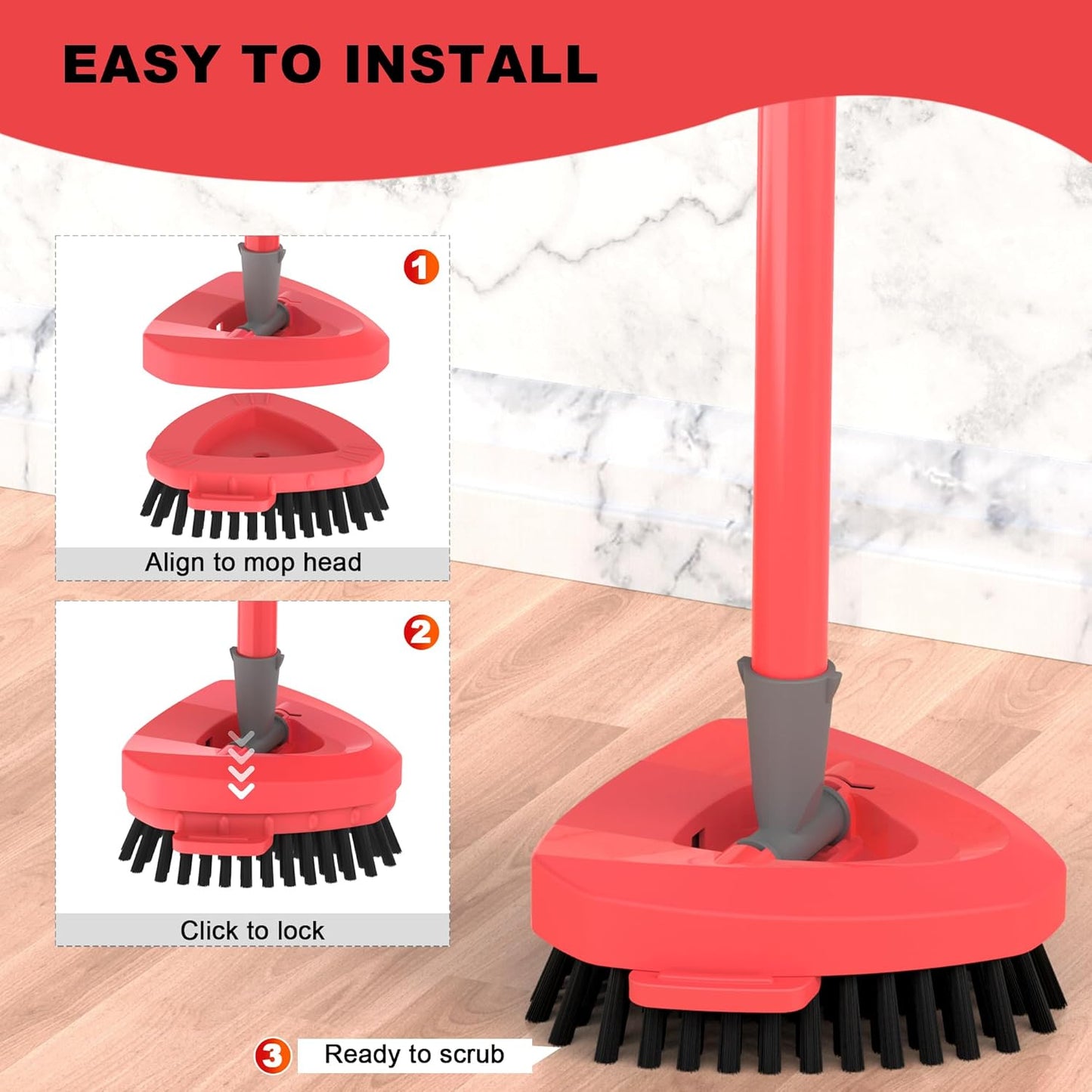 Replacement Scrub Brush for O-Cedar 2-Tank System, 4.4" Triangular Spin Mop Scrubber Head, Heavy-Duty Stiff Bristle Cleaning Brush for Tile, Grout, Bathroom, Kitchen & Floors