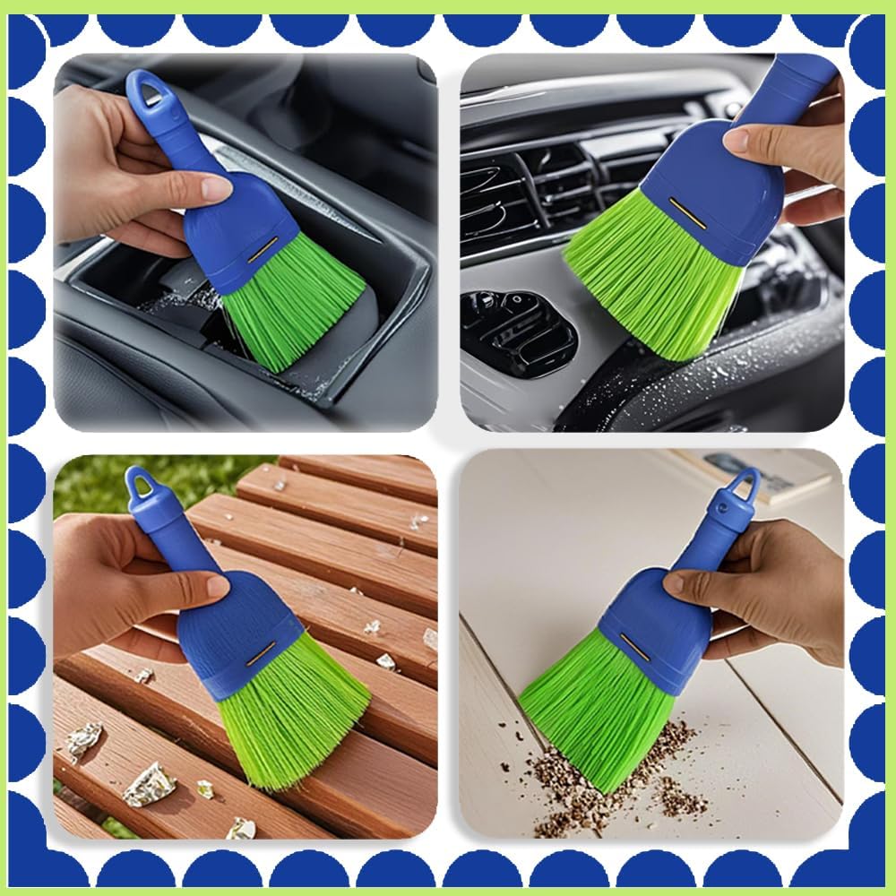 Hand Whisk Broom Handheld Poly Fiber Outdoor Car Broom with Hang Hole for Cleaning Indoor Porches Floors Decks Driveways Dirt Dust （1 Pack）