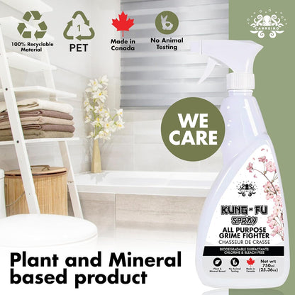KUNG-FU SPRAY 750ML NATURAL ALL-PURPOSE DEGREASER AND GRIME FIGHTER, Plant and Mineral Based