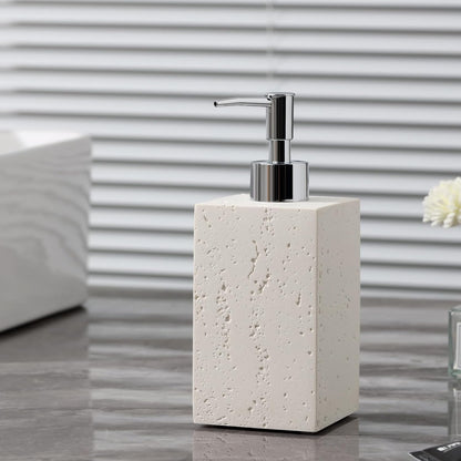 Soap Dispenser 420ML 14OZ, 2pcs Luxurious Hand Dish Soap Dispenser Set, Refillable Lotion Bottle with Rustproof Pump for Bathroom Countertop Kitchen Sink (Off White)