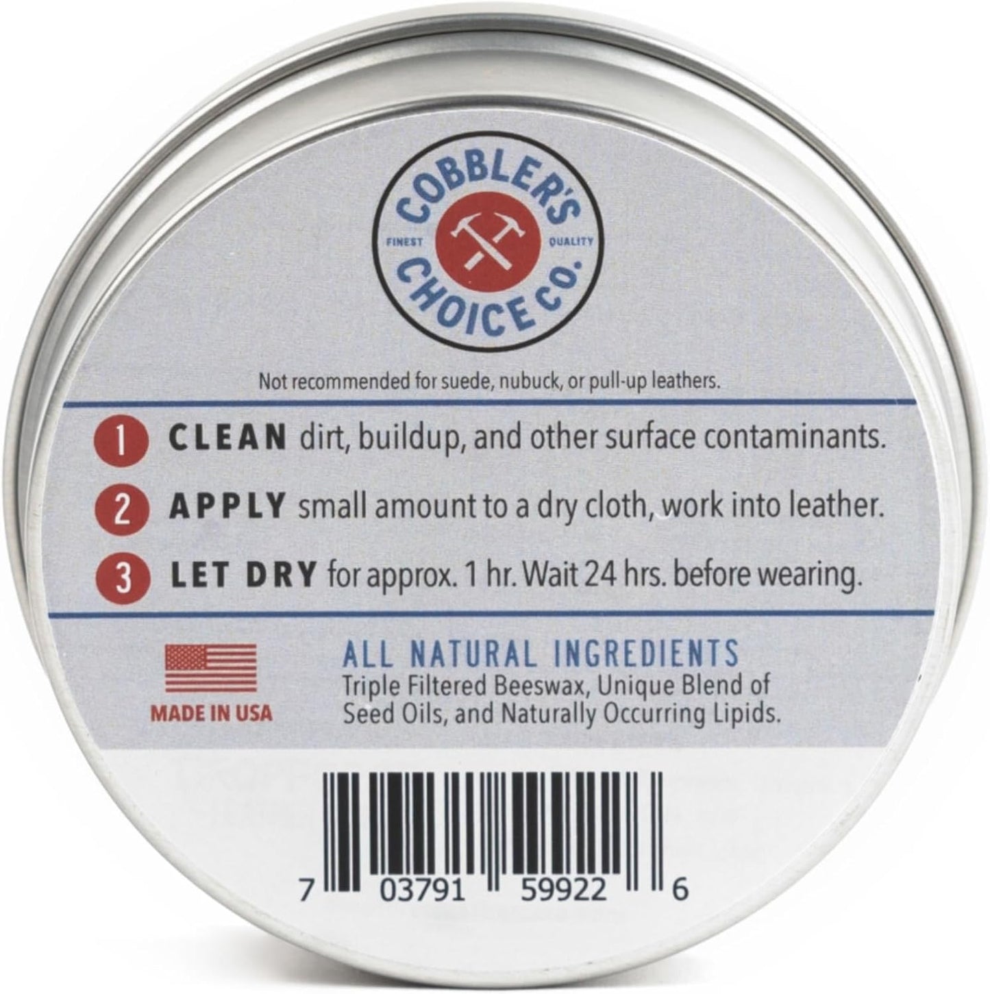 Cobbler's Choice Co. Finest Quality All Natural Leather Cream - Made with Triple Filtered BeesWax