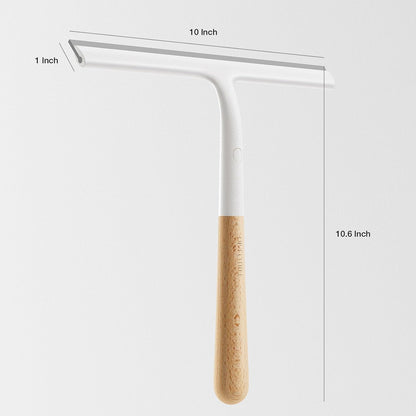 Silicone Shower Squeegee for Glass & Doors, Diveotree Multi-Purpose Squeegee for Bathroom Shower/Windows/Glass/Door, Heavy Duty Scrubber for Car Windshield Cleaning (White, 1pack)