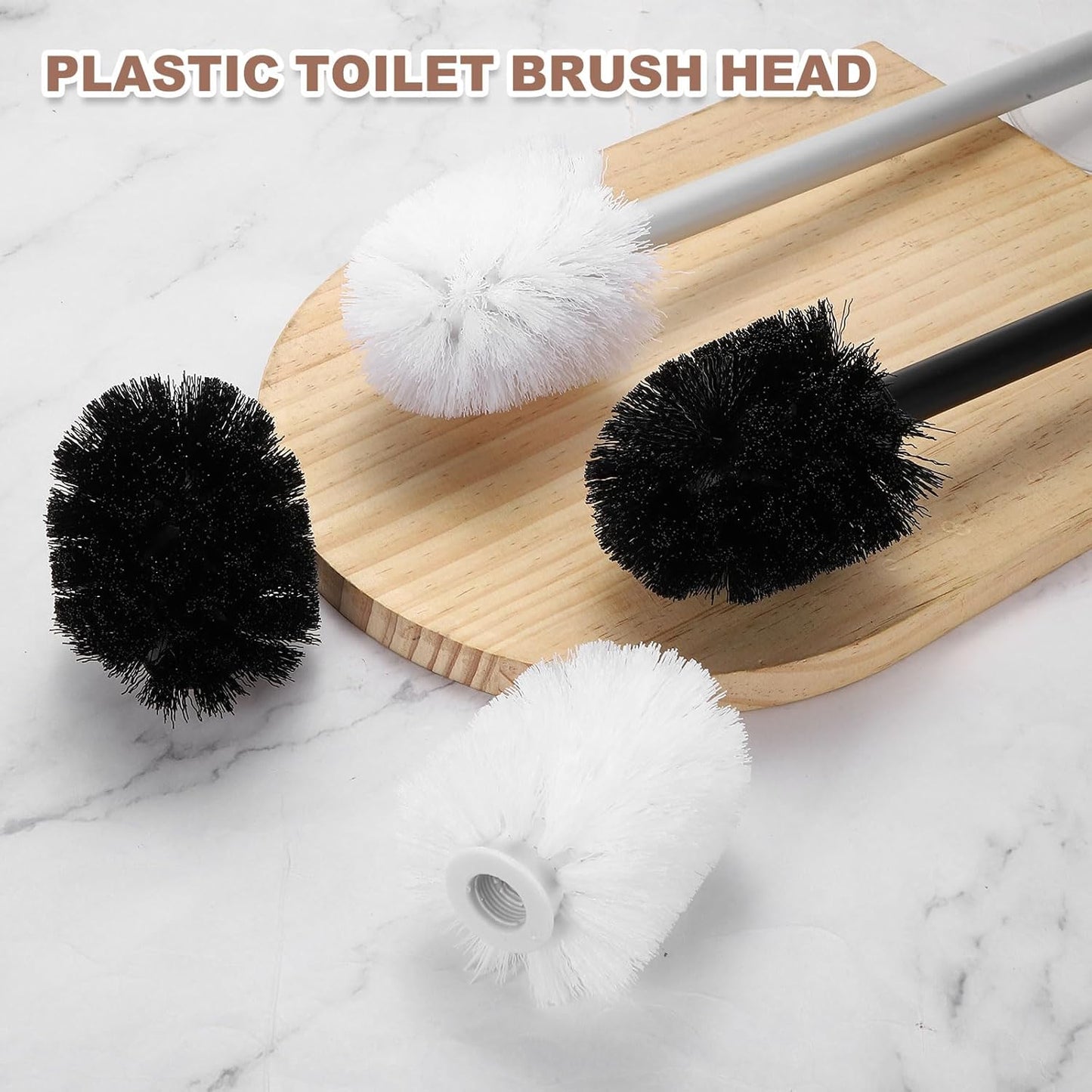 uxcell 3 Pcs Toilet Brush Set Replacement Head, 9.8 Inch Toilet Brush Refills with Handle, Bathroom Cleaning Tool Restroom Accessories for Bathtubs Bathroom Home Apartments Office, Black