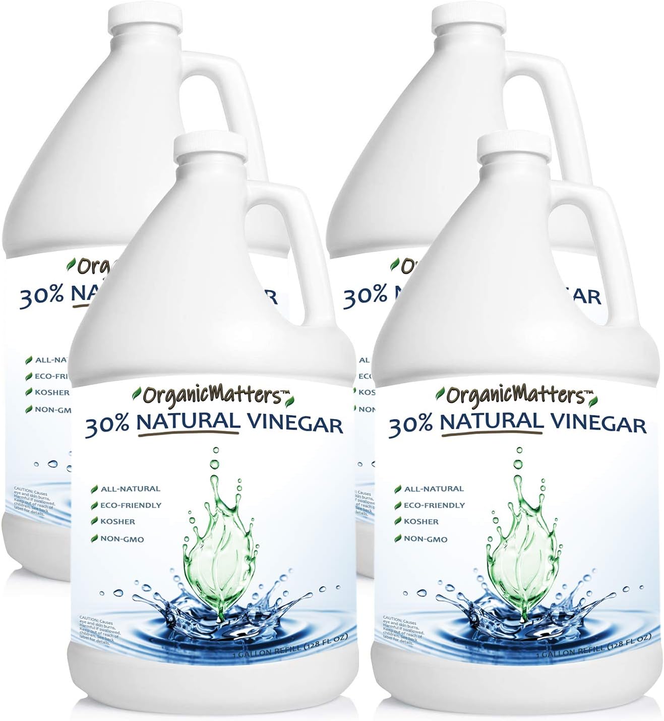 OrganicMatters Vinegar 30% Organic Industrial Cleaning Agent Concentrate, Pure Non-GMO Kosher All-Purpose Home & Garden Vinegar, Eco-Friendly (128 oz Gallon Refill)