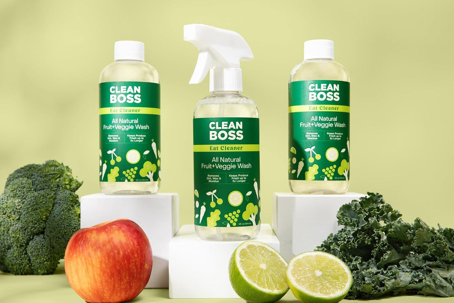 CleanBoss - Eat Cleaner, 12 oz (3 Pack) with one Trigger - Keeps Produce Fresh, Vegan, Gluten Free
