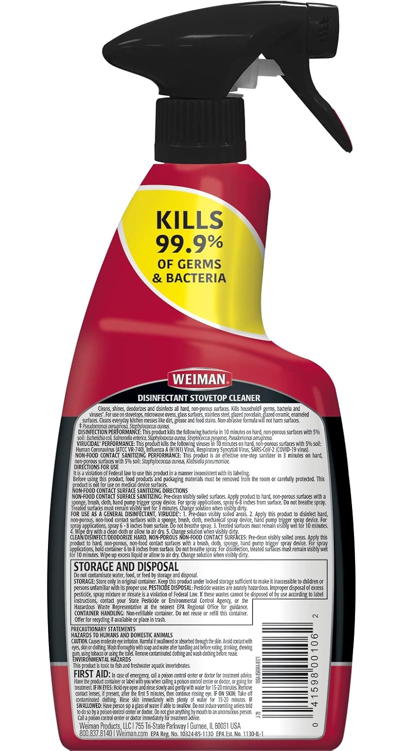 Weiman Ceramic & Glass stove top Cleaner & Polish - 22 Fluid Oz - Daily Cleaner - Shines & Protects Glass & Ceramic Smooth Top Ranges - Gentle Formula