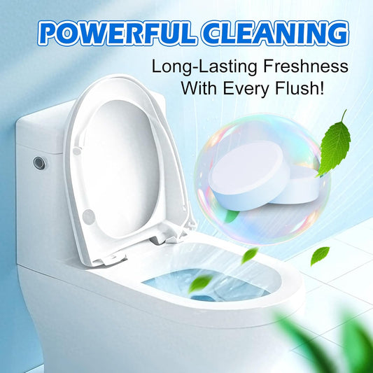 Automatic Toilet Cleaner Tablets–Powerful Bleach Action, Destroys Limescale & Eliminates Odors, Septic-Safe, Continuous Cleaning, Drop-In Tank , Simple and effective to use Works with Toilets-50 pack.