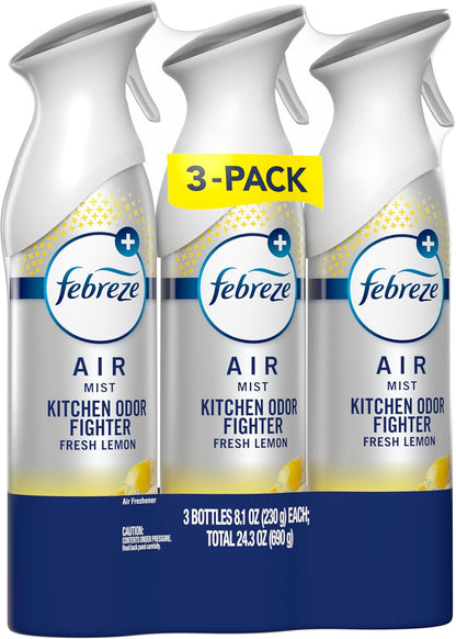 Febreze Air Mist Air Freshener Spray, Odor-Fighting Room Spray, Air Fresheners for Home and Bathroom and Kitchen, Aerosol Can, HD Pet Odor Fighter Scent, 8.8oz (Pack of 3)