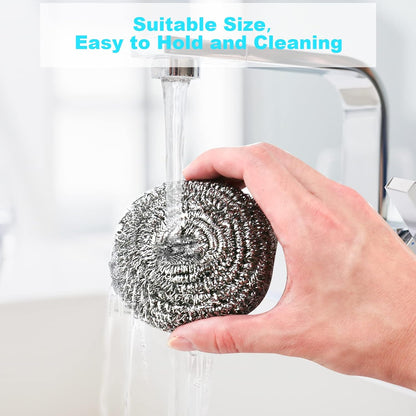 15 Pack Steel Wool Scrubber, Metal Kitchen Scrubbing Sponges, Dishwashing Scouring Pads Heavy Duty, Premium Stainless Steel Scrubbers for Cleaning Dishes Pots and Pans Bathroom Oven (Sliver) by VOPTON