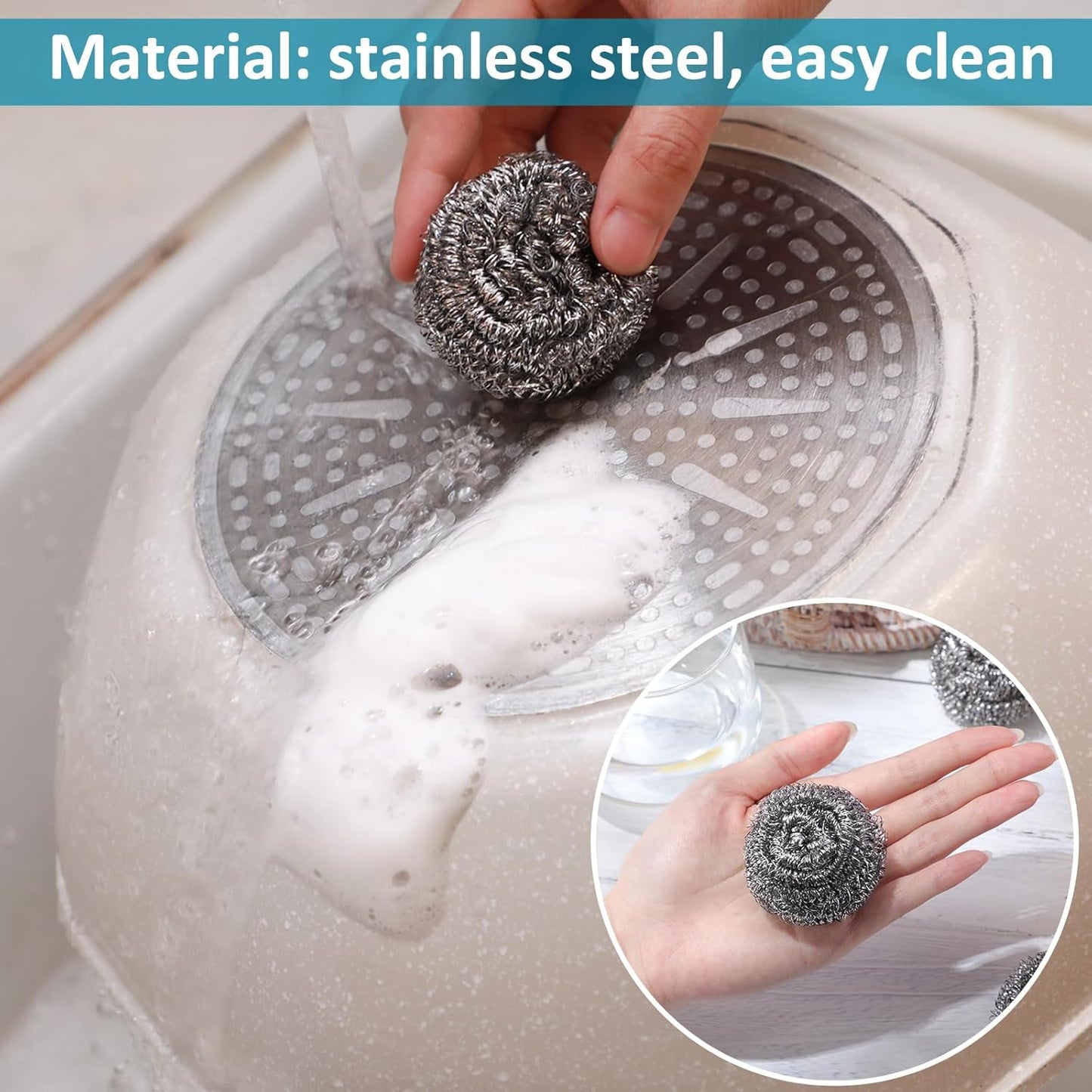 Reallnaive 200 Pcs Stainless Steel Wool Scrubber Bulk Steel Wool Sponges Pack Metal Dishwashing Wire Scouring Pads Heavy Duty Clean Dish Pot Pan and Oven for Cleaning Kitchen Bathrooms and More