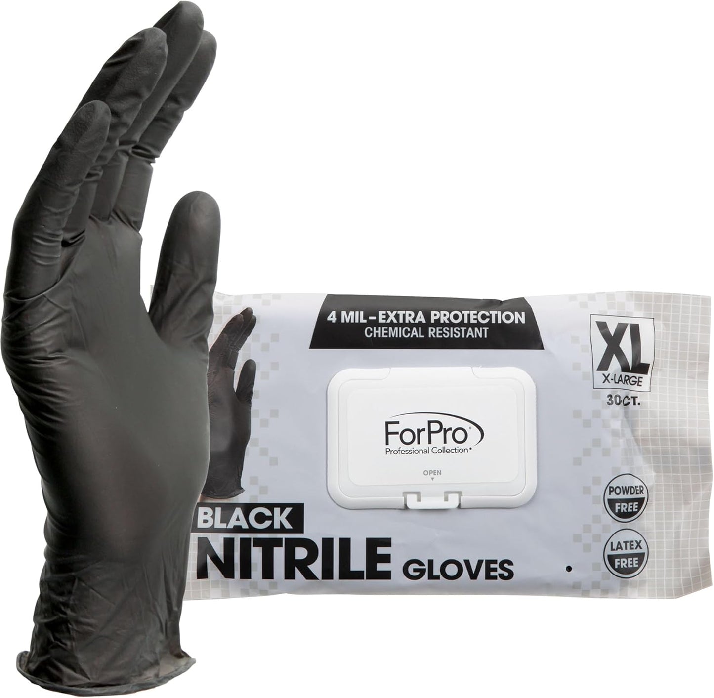 ForPro Disposable Nitrile Gloves, Chemical Resistant, Powder-Free, Latex-Free, Non-Sterile, Food Safe, 4 Mil