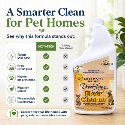 NOYATECH Pet Floor Cleaner for Mopping – Enzyme Urine & Odor Eliminator – Safe for Hardwood, Tile, Laminate & Grout – Dog & Cat Pee Concentrate, 32 oz