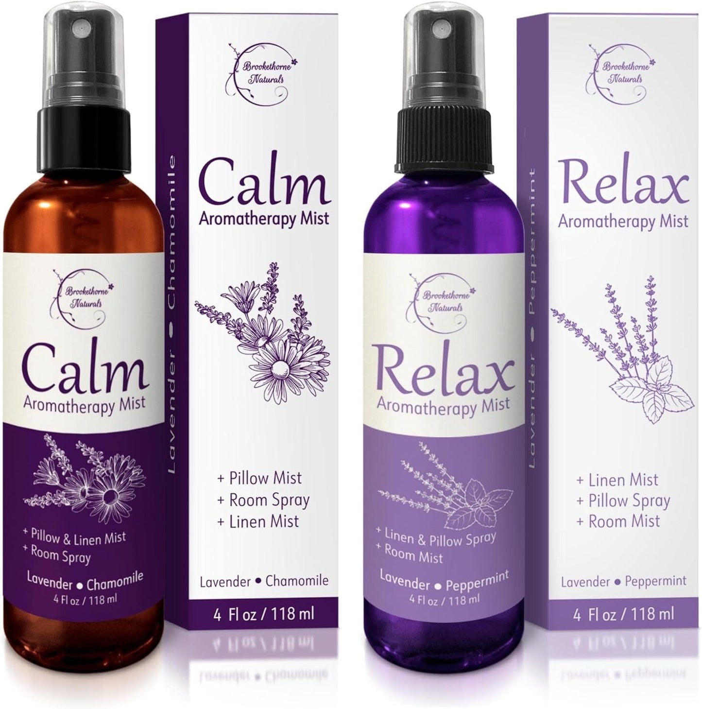 Refresh Aromatherapy Room Spray & Pillow Mist. Peppermint & Eucalyptus Essential Oil Spray, Linen Mist, Natural Car Air Freshener Bathroom Freshener & Closet Deodorizer by Brookethorne Naturals