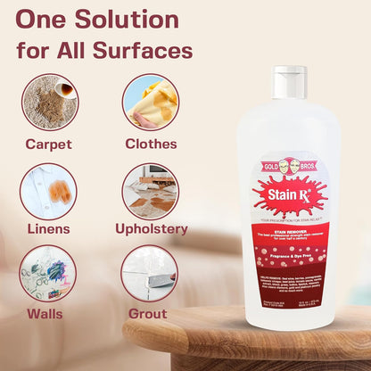 Stain Remover, Effectively Eliminates Stains from Wine, Berries & Blood on Fabrics, Carpets, Upholstery & Jewelry, Dye-Free, Free from Bleach, Peroxides & Phosphates, Made in USA, 10 oz