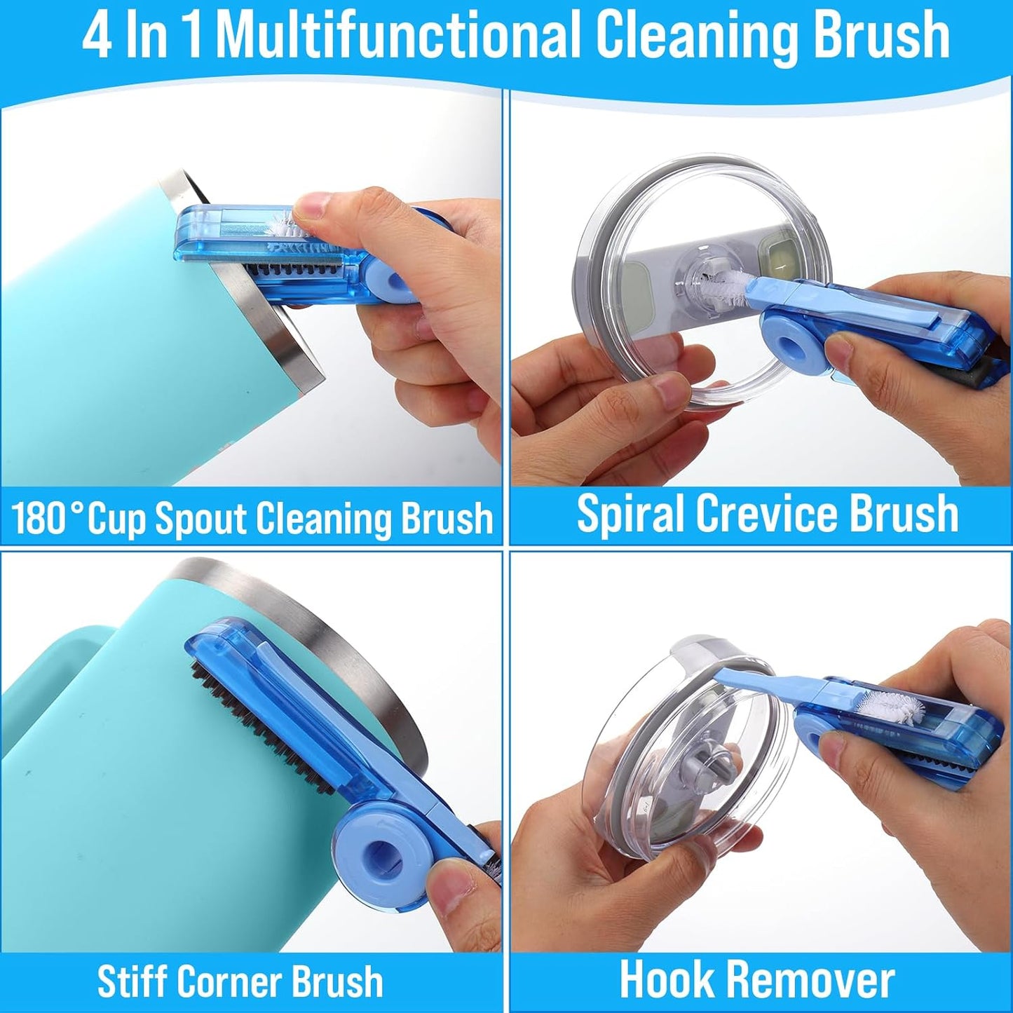 XANGNIER 5 in 1 Bottle Cleaning Brush Set,Multifunctional Water Bottle Brush and Straw Cleaner Brush,Cleaning Tool Kit for Owala/Stanley/Yeti/Simple Modern Tumbler Cup Accessories,Kitchen Gadgets