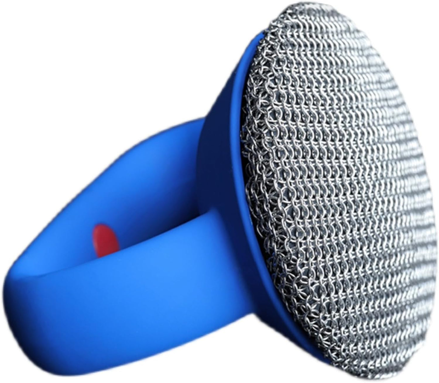 Cast Iron Scrubber with Handle 316L Stainless Steel Chainmail Scrubber for Cast Iron Pan Skillet Cleaner,Skillets and Grills (Red)