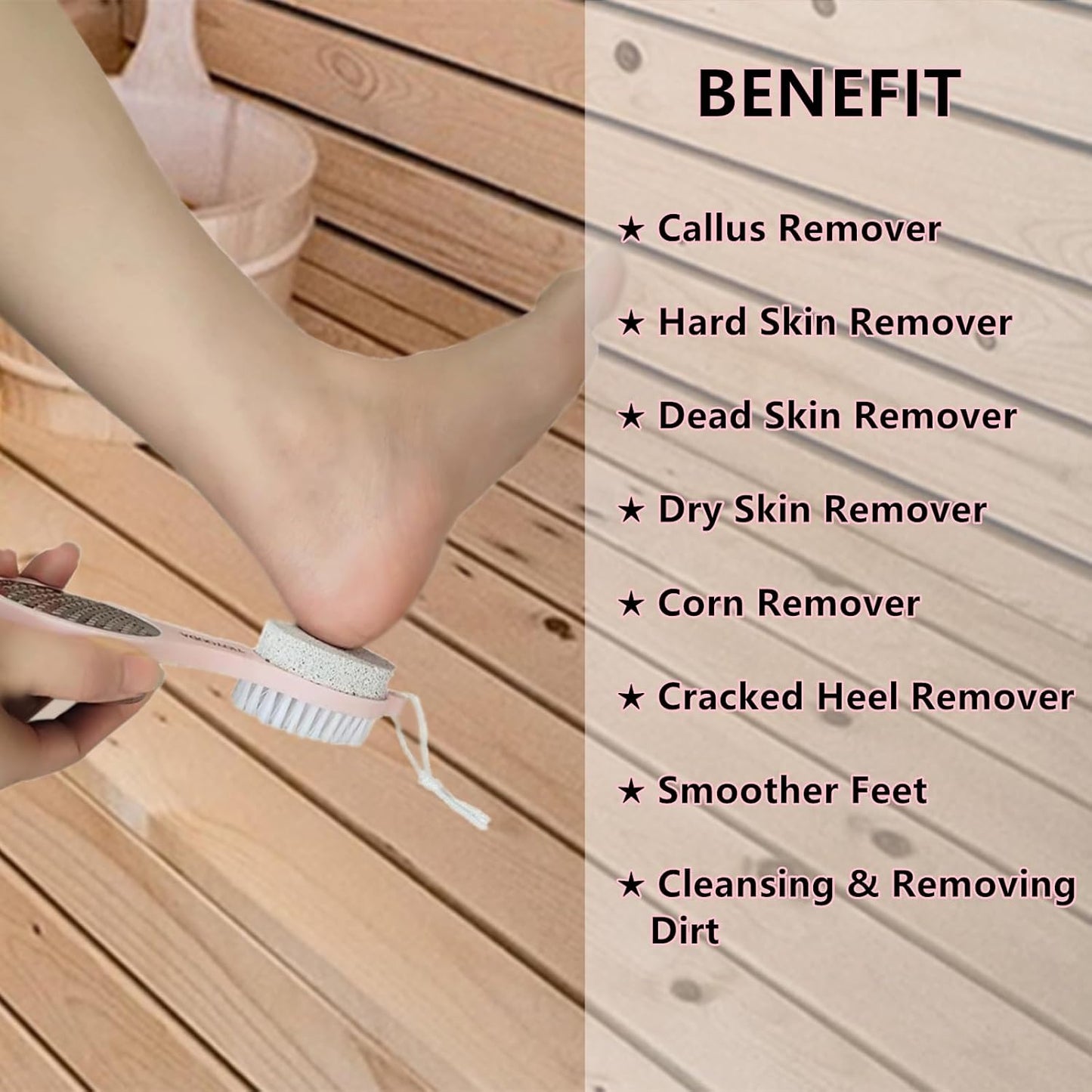 Foot File Callus Remover 5-in-1, 2 Pcs Feet Scraper Pedicure Tools with Pumice Stone, Scrubber Brush, Stainless Steel Foot Rasp and Sand Paper Debris Catcher, Multi Purpose, Cyan