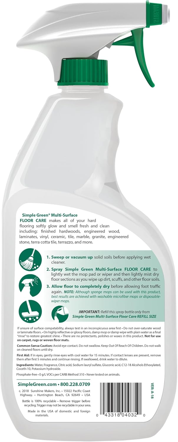 Multi-Surface Floor Care - Cleans Hardwood, Vinyl, Laminate, Tile, Concrete and Other Wood - pH Neutral Floor Cleaner 32oz