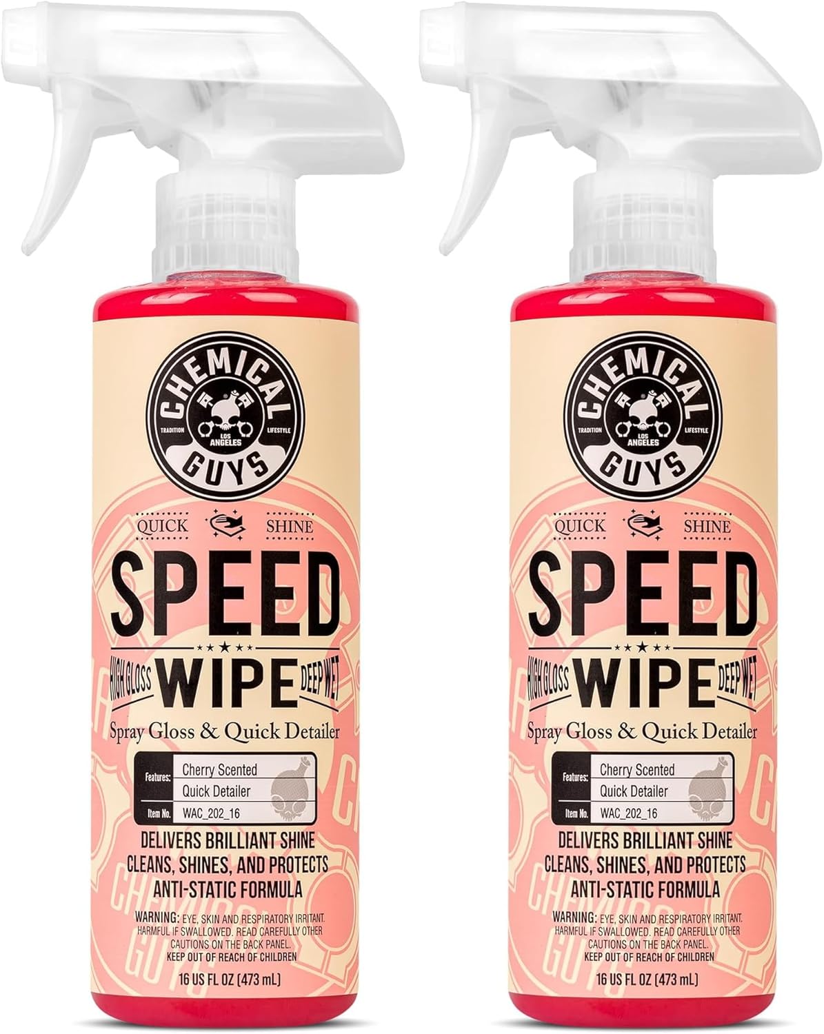 Chemical Guys Speed Wipe Quick Detailer - High Gloss, Streak-Free Shine, Detail Spray for Cars, Trucks, Motorcycles, RVs, and More, Safe on Paint, Glass, Wheels, and Trim, Cherry Scent, 16 fl oz