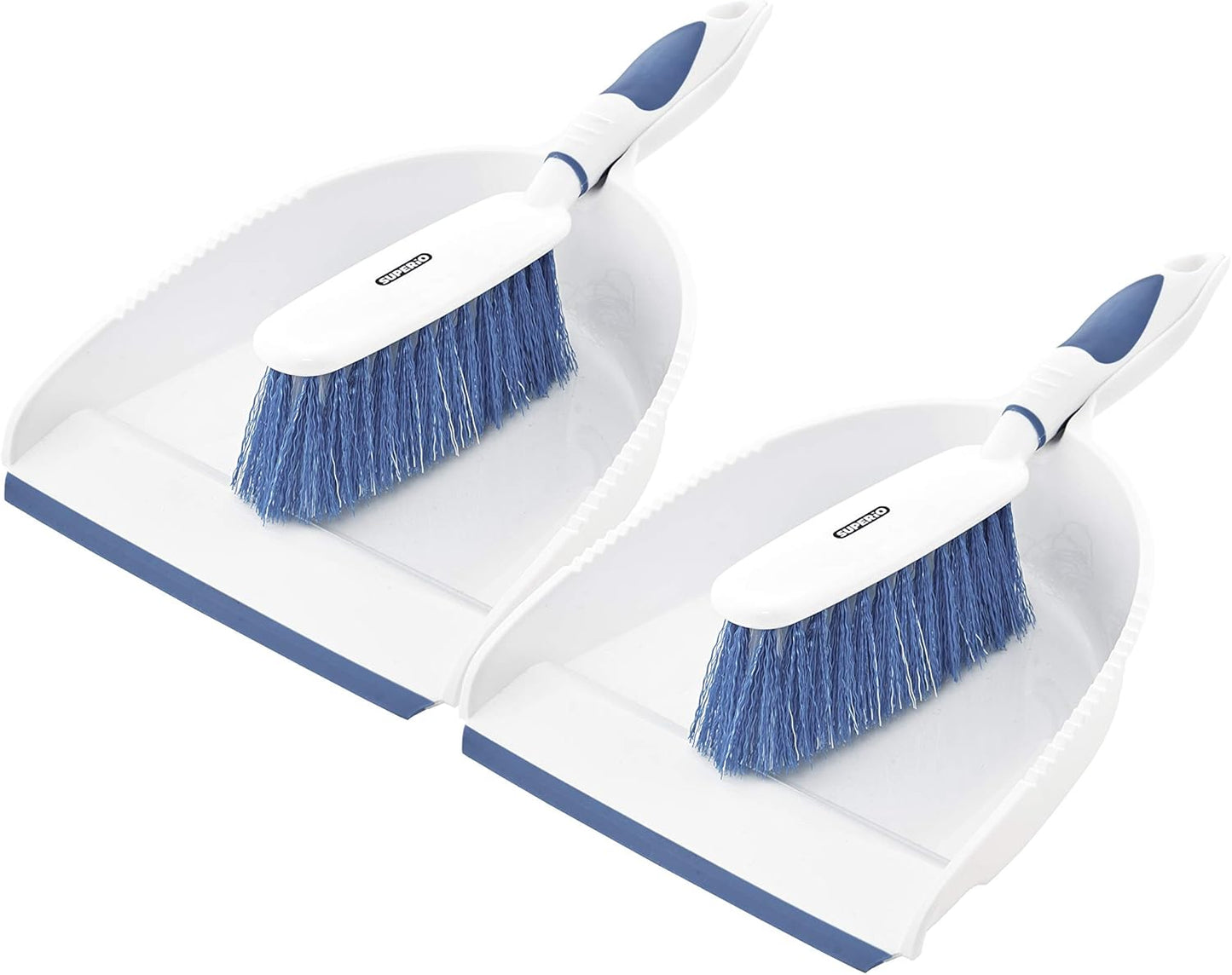 Superio Brush and Dustpan Set, Rubber Edge for Easy Dirt Pickup, Durable Plastic Broom Set with Ergonomic Grip Handle, for Table, Countertop, Desk (1)