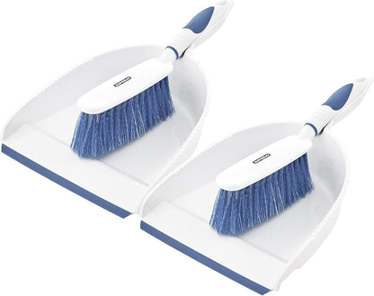 Superio Brush and Dustpan Set, Rubber Edge for Easy Dirt Pickup, Durable Plastic Broom Set with Ergonomic Grip Handle, for Table, Countertop, Desk (1)