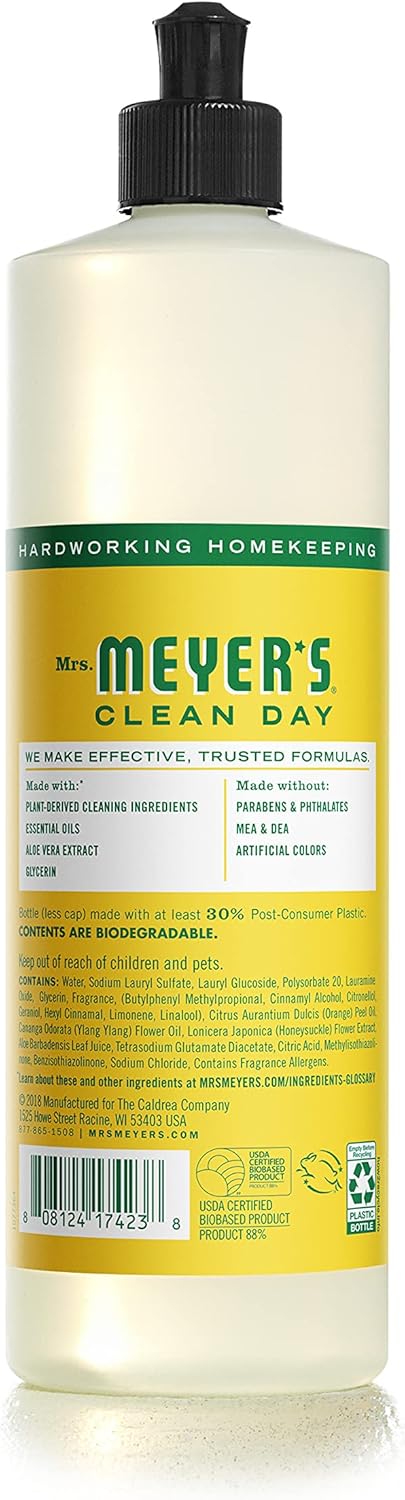 MRS. MEYER'S CLEAN DAY Liquid Dish Soap, Lemon Verbena, 16 fl. Oz