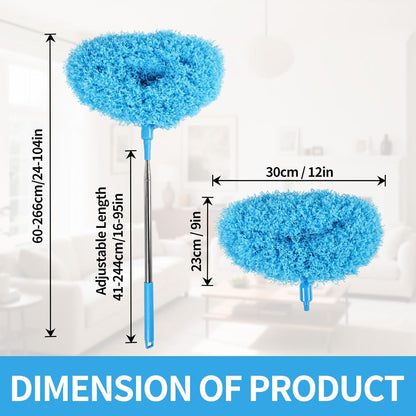 Rainbow Extendable Static Duster Reusable Microfiber Duster with 100" Telescoping Pole, Beandable and Washable Dusters Head for Cleaning Ceiling, Fan, Furniture