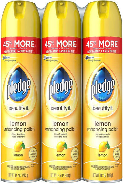 Pledge Furniture Spray, Lemon (14.2oz, 3pk.)