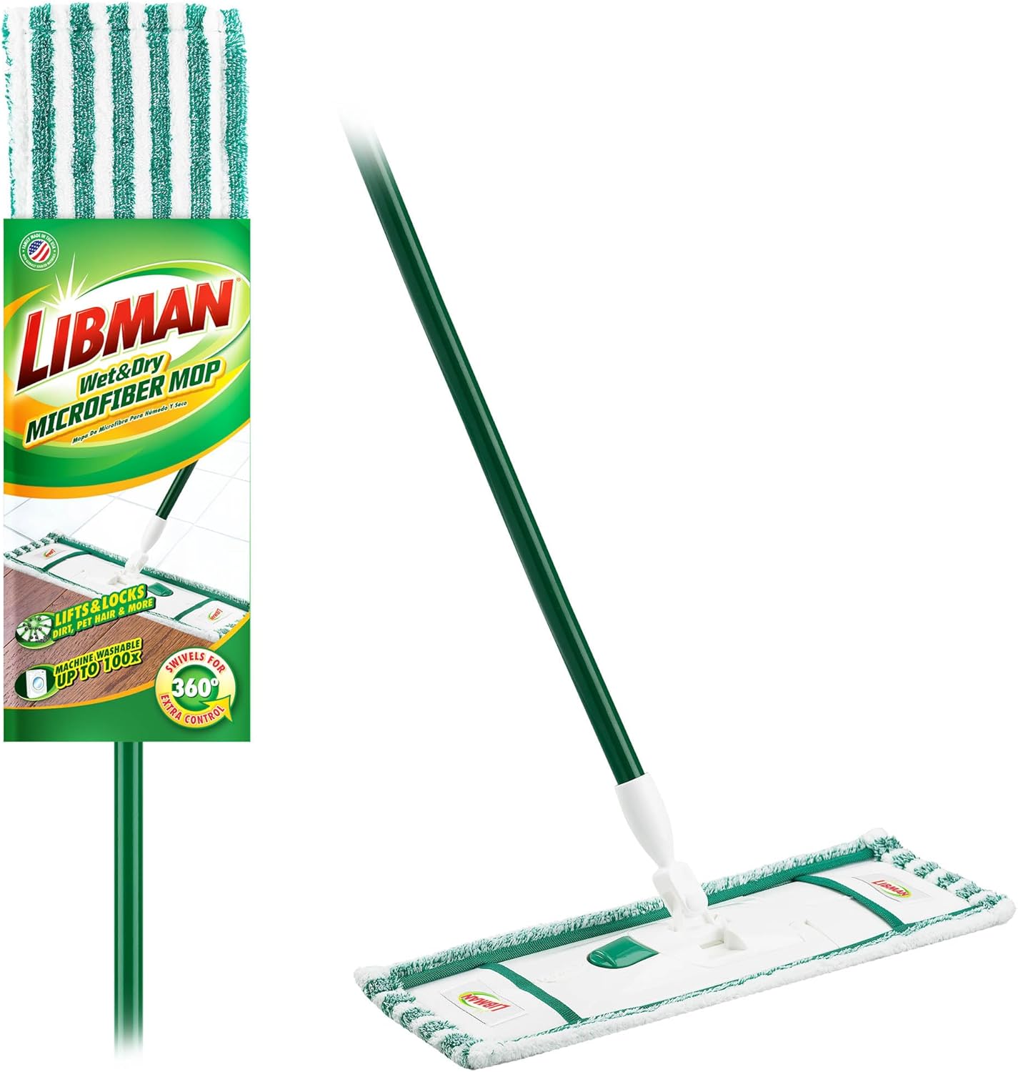 Libman Wet & Dry Microfiber Mop Refills | Dust Mop for Hardwood Floors | Wall Mop | Mops for Floor Cleaning | 3 Total Microfiber Mop Pads Included