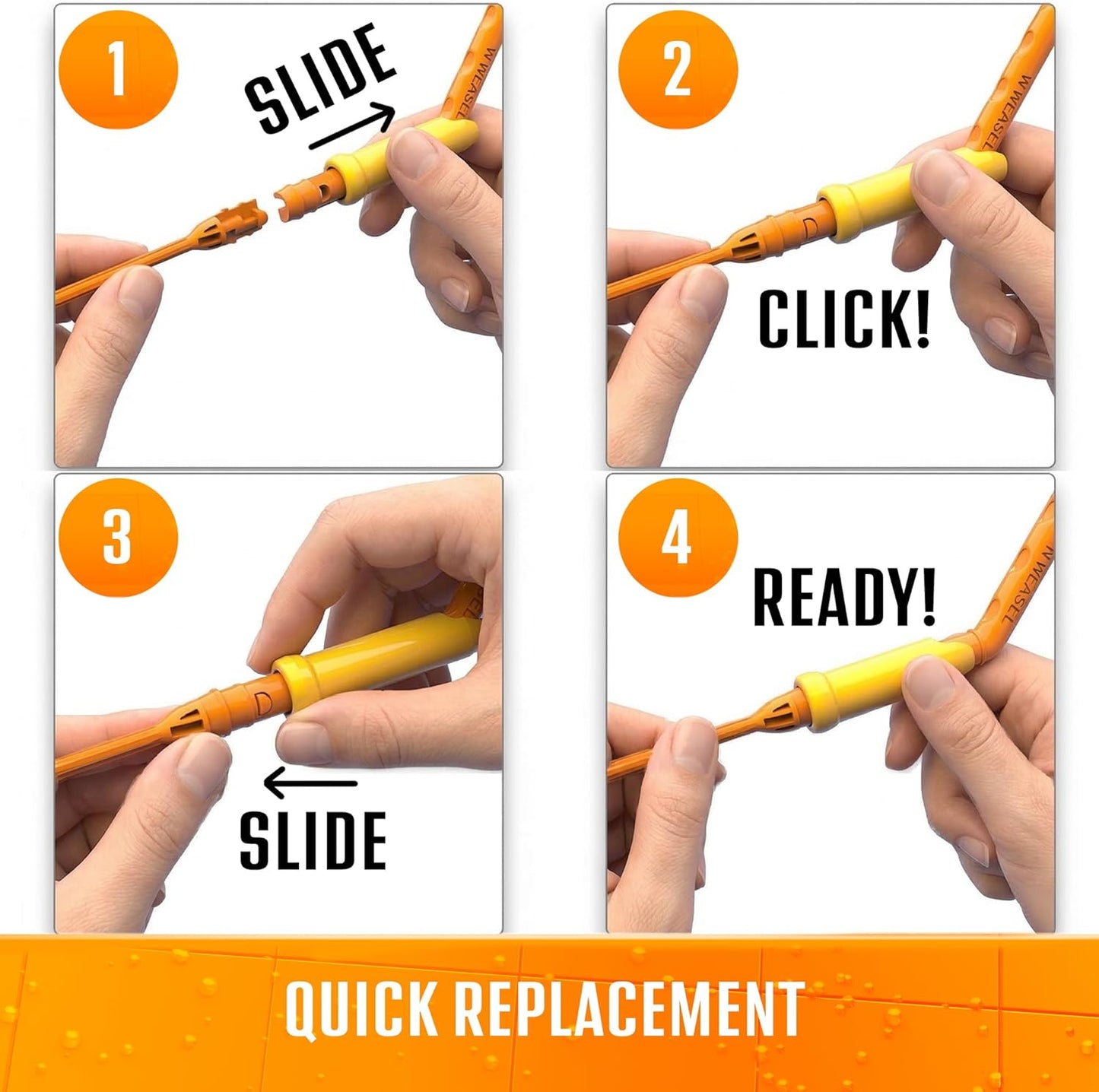FlexiSnake Drain Weasel Refill - Sink Snake Hair Clog Remover Tool, Sink, Pipe, Bathroom, Bathtub Drain Cleaner, 18-inch Long Flexible Disposable Wands, Made in The USA, 5 Pack